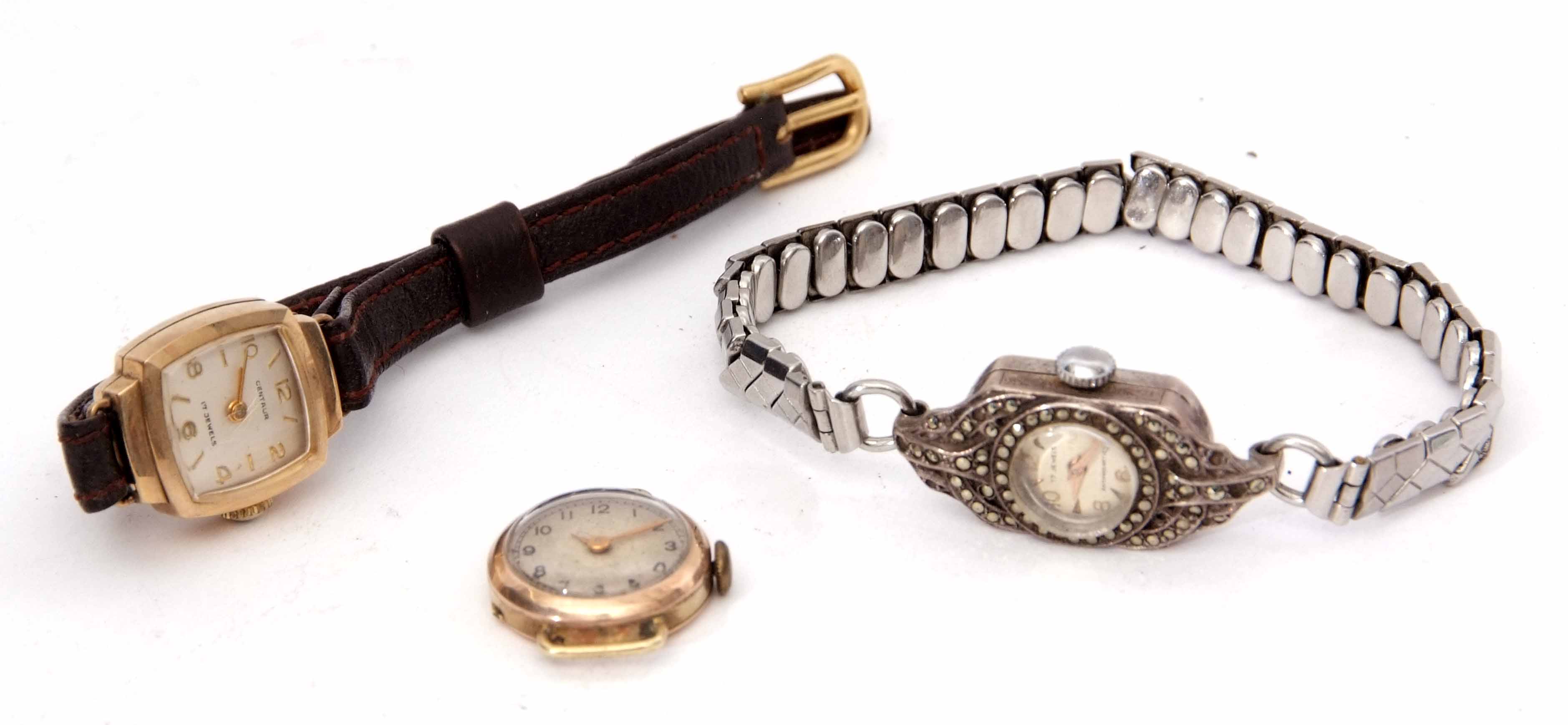 Mixed Lot: comprising a 9ct gold ladies Centaur watch, a 17-jewel movement to a signed and