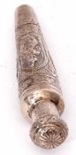Late 19th/early 20th century Indian white metal perfume flask of conical form, the body with