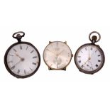 Mixed Lot: comprising English silver cased open faced key wind lever fob watch, London 1867,