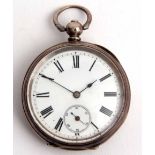 Late 19th/early 20th century Swiss silver cased open face cylinder watch, the frosted three-
