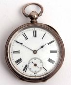Late 19th/early 20th century Swiss silver cased open face cylinder watch, the frosted three-