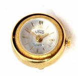 Late 20th century gold plated pendant watch, the textured demi-lune case with ring suspension to a