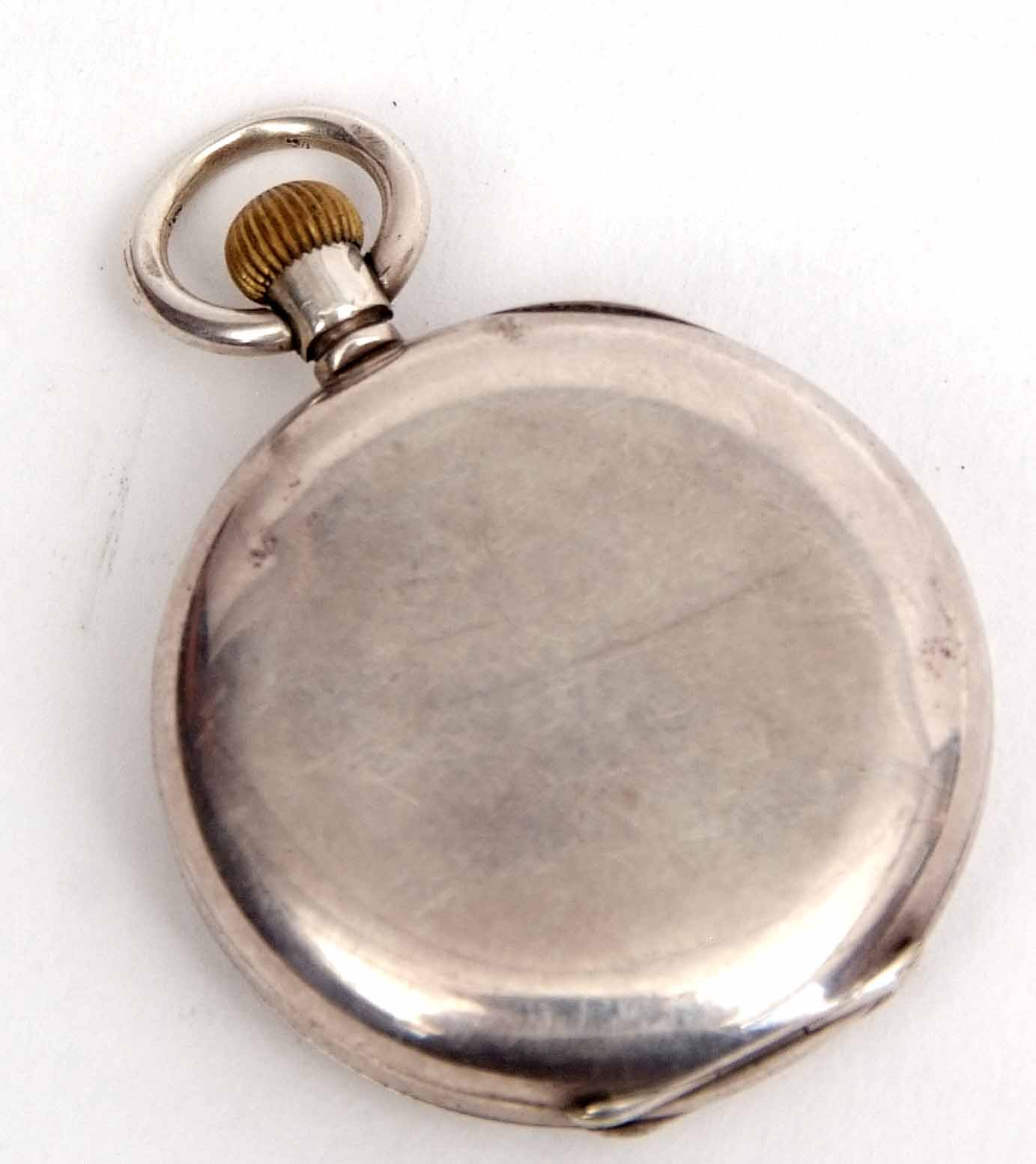 Early 20th century Swiss silver cased half hunter keyless fob watch, Alpine, the frosted gilt and - Image 2 of 2