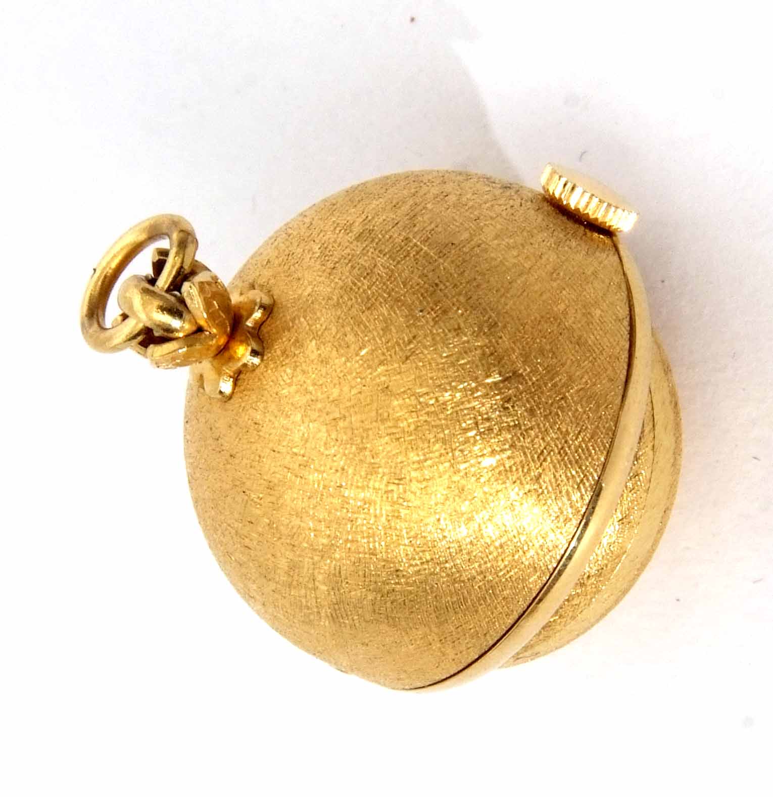 Late 20th century gold plated pendant watch, the textured demi-lune case with ring suspension to a - Image 3 of 3