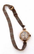 Early 20th century 9ct gold ladies wrist watch, Titus, jewelled movement to a signed and silvered