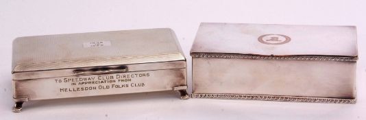 Mixed Lot: comprising a silver on copper table cigarette box of hinged and polished form with