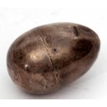 Hallmarked silver ovoid shaped container (possibly previously a nutmeg grater) of polished form with