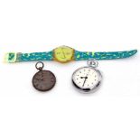 Mixed Lot: comprising a late 19th century Swiss silver cased open faced key wind cylinder fob watch,