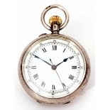 Early 20th century silver cased open face keyless fob watch, Stauffer - Cx de Sends, the frosted