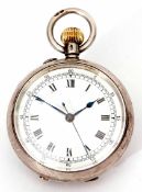 Early 20th century silver cased open face keyless fob watch, Stauffer - Cx de Sends, the frosted