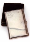 Early 20th century Continental silver cigarette case of hinged and sprung rectangular form with