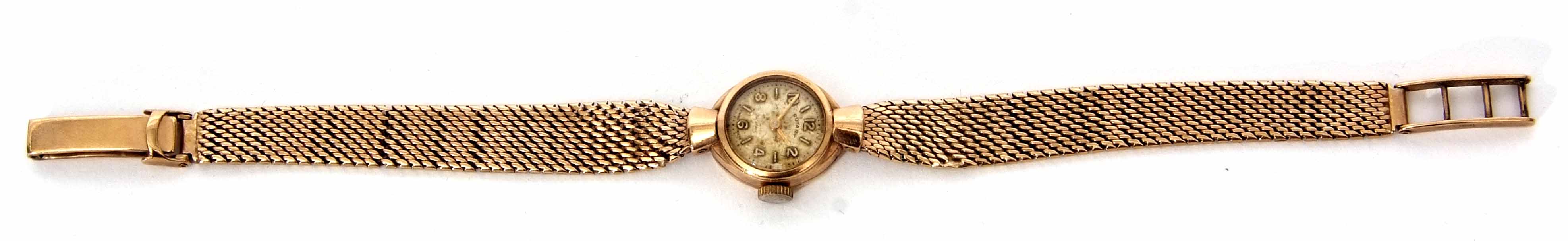 Mid-20th century 9ct gold ladies wrist watch and bracelet, Rotary, the jewelled movement to a signed - Image 2 of 3