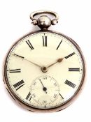 Second quarter of 19th century silver cased open face lever watch, A Martin - 6 Market St, Brighton,