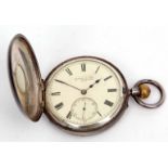 Late 19th century silver cased half hunter keyless lever watch, Aldred & Son - Great Yarmouth, 5717,