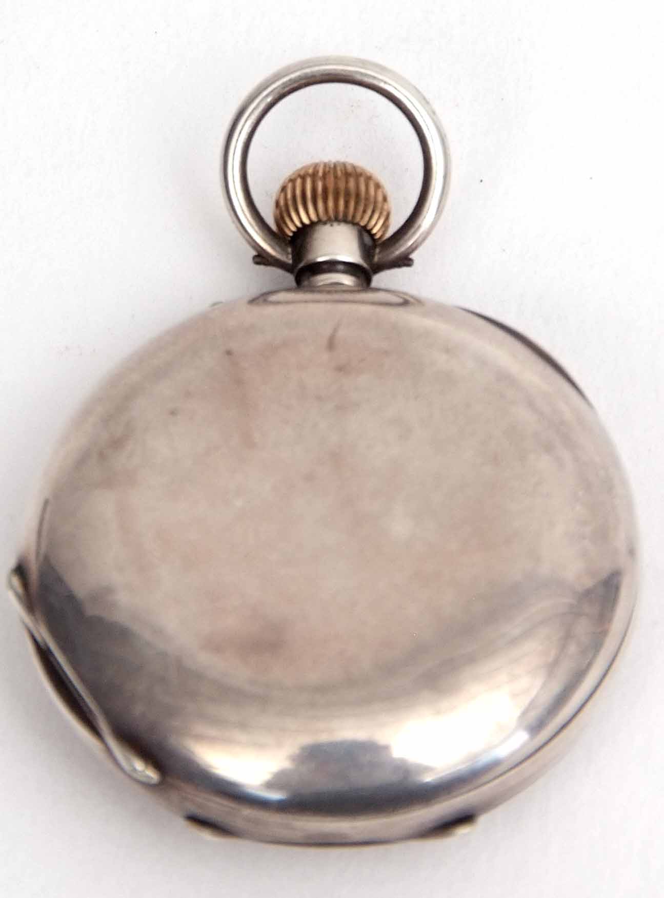 Early 20th century Swiss silver cased half hunter keyless fob watch, frosted gilt and jewelled - Image 2 of 2