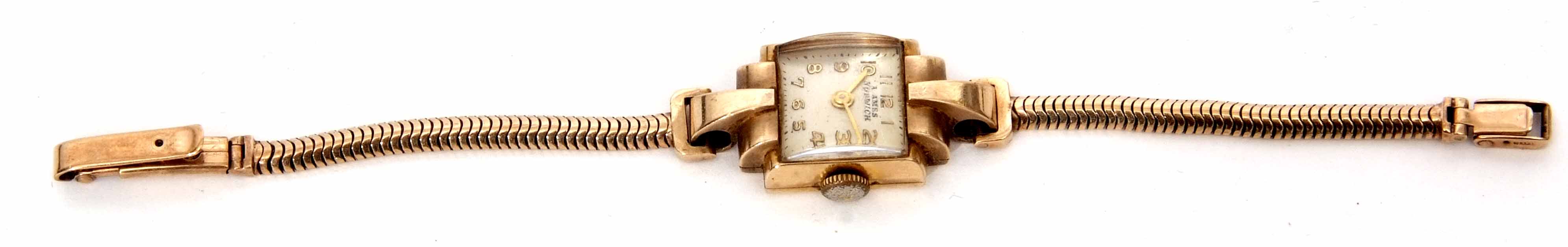 9ct gold ladies wrist watch and bracelet, the jewelled movement to the silvered square dial with - Image 2 of 3