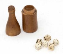 Early 20th century treen container with screw off cover and modelled in the form of a wine bottle