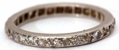 Precious metal and diamond full eternity ring, a continuous band of small single cut diamonds,