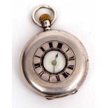 Early 20th century Swiss silver cased half hunter keyless fob watch, Alpine, the frosted gilt and