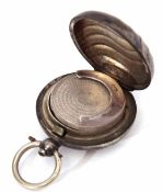 Victorian sovereign case of hinged fob form with polished and ribbed covers and bow suspension to