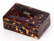 Late 19th century tortoiseshell sewing compendium of polished rectangular form, the hinged and domed