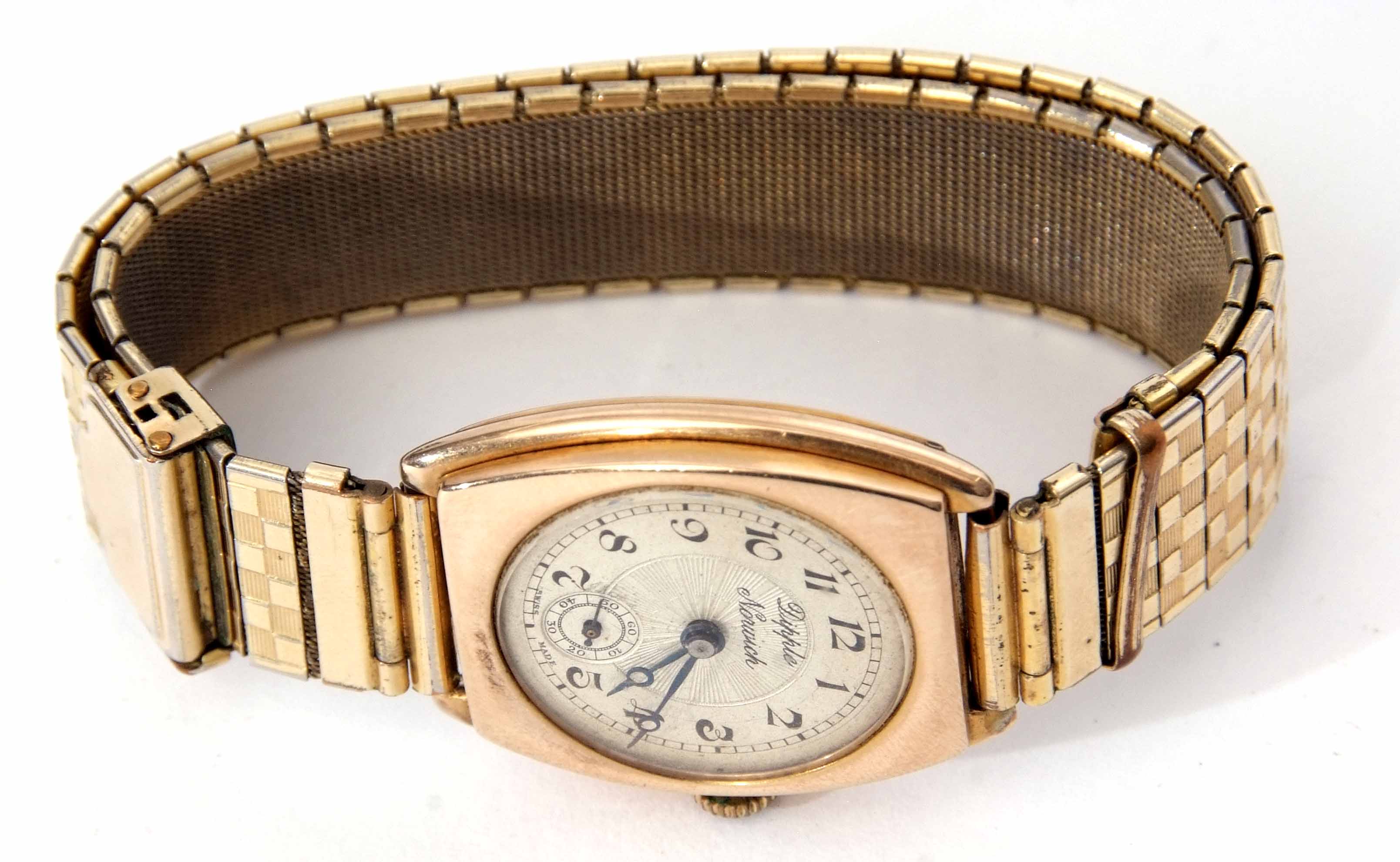 Second quarter of 20th century 9ct gold wrist watch retailed by Dipple - Norwich, the Swiss jewelled - Image 2 of 2