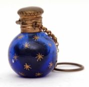 Late 19th century Continental base metal mounted scent bottle, the blue glass globular body with