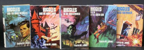 W E JOHNS: 5 titles: BIGGLES IN THE UNDERWORLD, 1968, 1st edition, original cloth, dust wrapper;