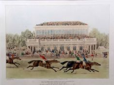 J POLLARD: RACE FOR THE GOLD CUP AT GOODWOOD, a reproduction/much later restrike hand coloured