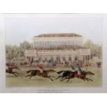 J POLLARD: RACE FOR THE GOLD CUP AT GOODWOOD, a reproduction/much later restrike hand coloured