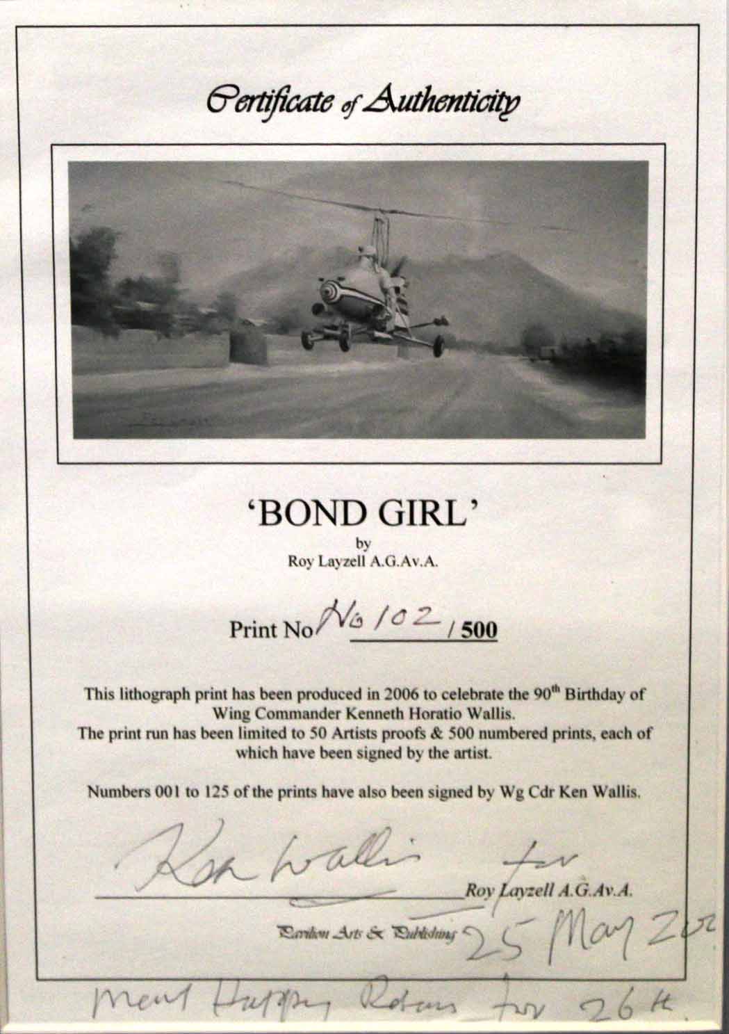 ROY LAYZELL: BOND GIRL, original coloured lithoprint, limited edition, (102/500), numbered and - Image 3 of 3