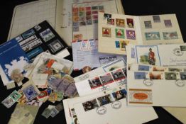 Packet small mint and used World stamps, covers on leaves and loose in packets