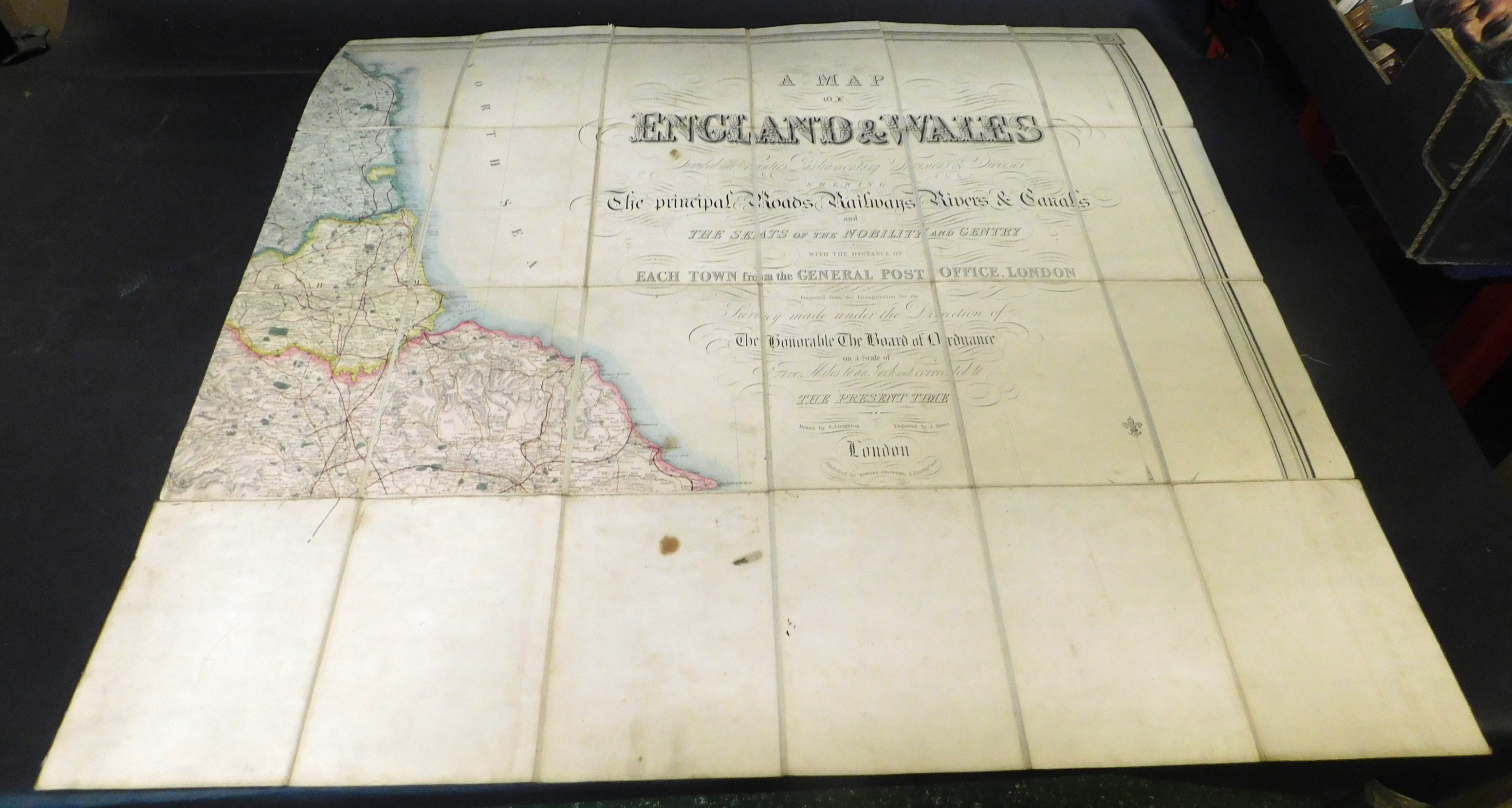 R CREIGHTON: A MAP OF ENGLAND AND WALES DIVIDED INTO COUNTIES PARLIAMENTARY DIVISIONS AND DIOCESE - Image 2 of 2