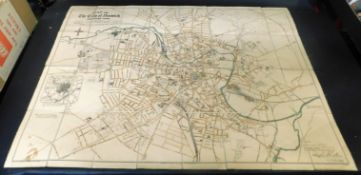 JARROLD & SONS (pub): MAP OF THE CITY OF NORWICH FEBRUARY 1899, hand coloured litho folding map