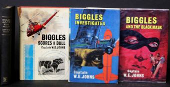 W E JOHNS: 4 titles: BIGGLES AND THE BLACK MASK, 1964, 1st edition, original cloth, dust wrapper;