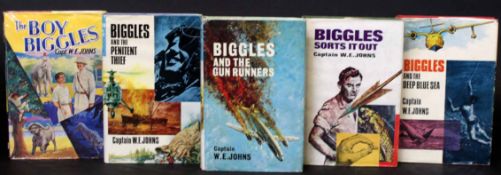 W E JOHNS: 5 titles: BIGGLES AND THE GUN-RUNNERS, 1966, 1st edition, original cloth, dust wrapper;