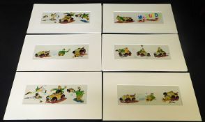 ANON: MR BUDDY IN A HURRY, 16 original watercolour artworks, some duplicates, approx 260 x 85mm, 370