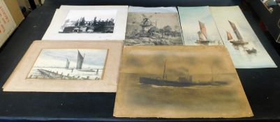 Eight assorted Great Yarmouth/Gorleston etc watercolours, drawings and photographs (8)