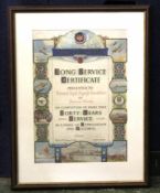 Vickers-Armstrong Long Service Certificate presented to Edward Hugh Pengelly Scantlebury of Barrow