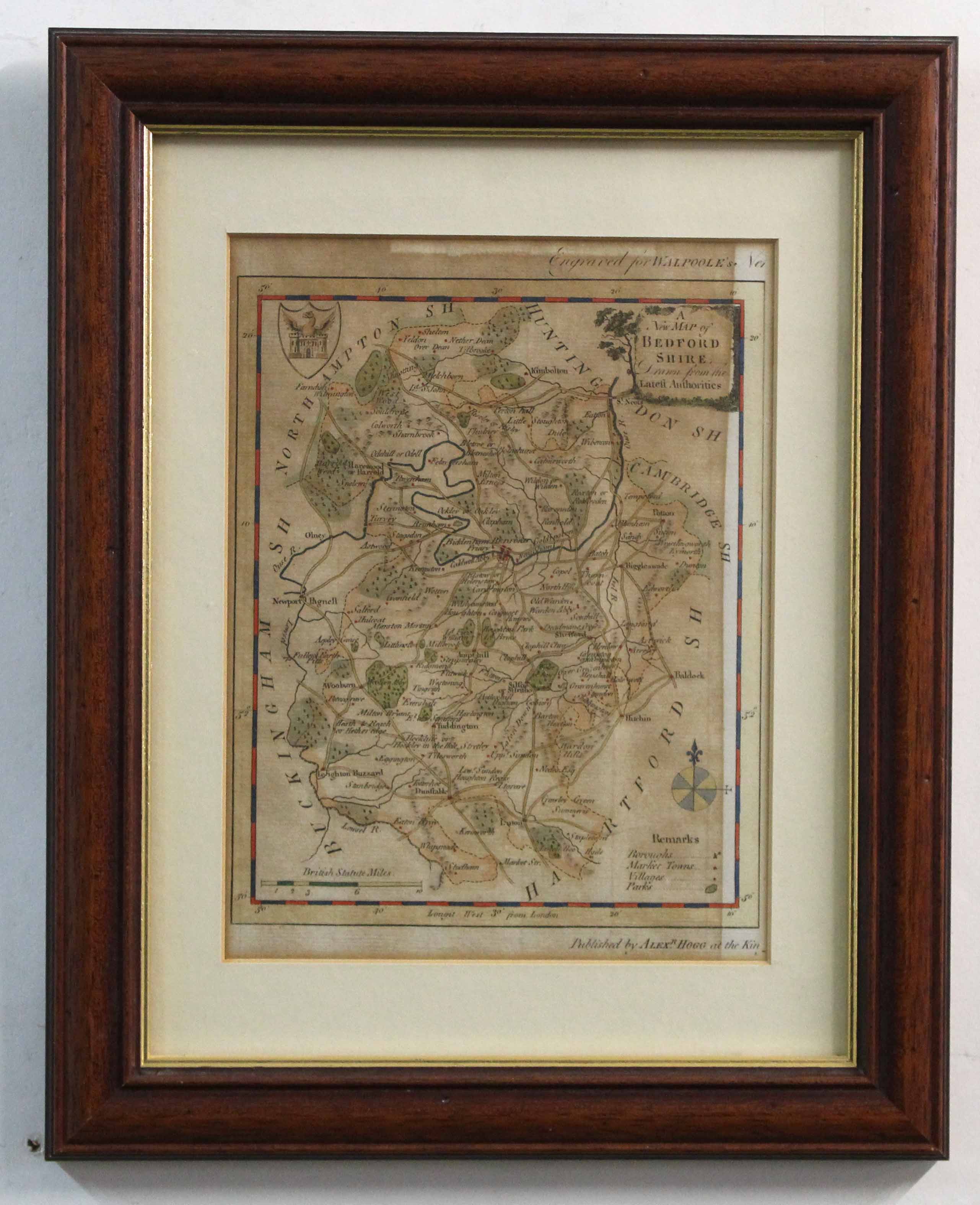 J CARY: ESSEX, engraved hand coloured map, 1793, approx 210 x 260mm + T KITCHIN: BEDFORDSHIRE, - Image 3 of 5