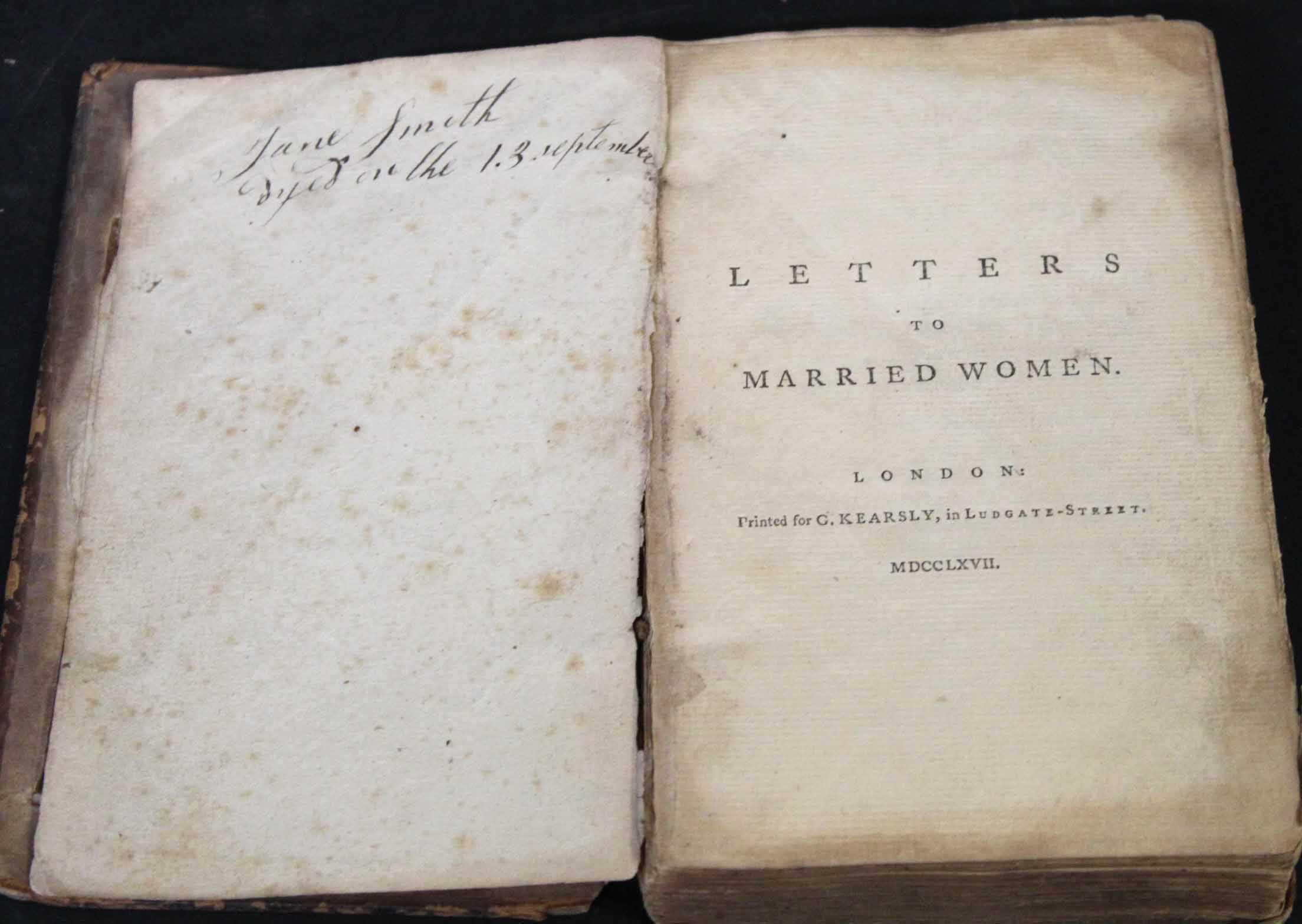 [HUGH SMITH]: LETTERS TO MARRIED WOMEN, London, printed for G Kearsley, 1767, 1st edition, title