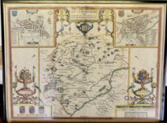 JOHN SPEEDE: RUTLAND, engraved hand coloured map [1610], approx 525 x 400mm, 550, x 430mm inc frame,