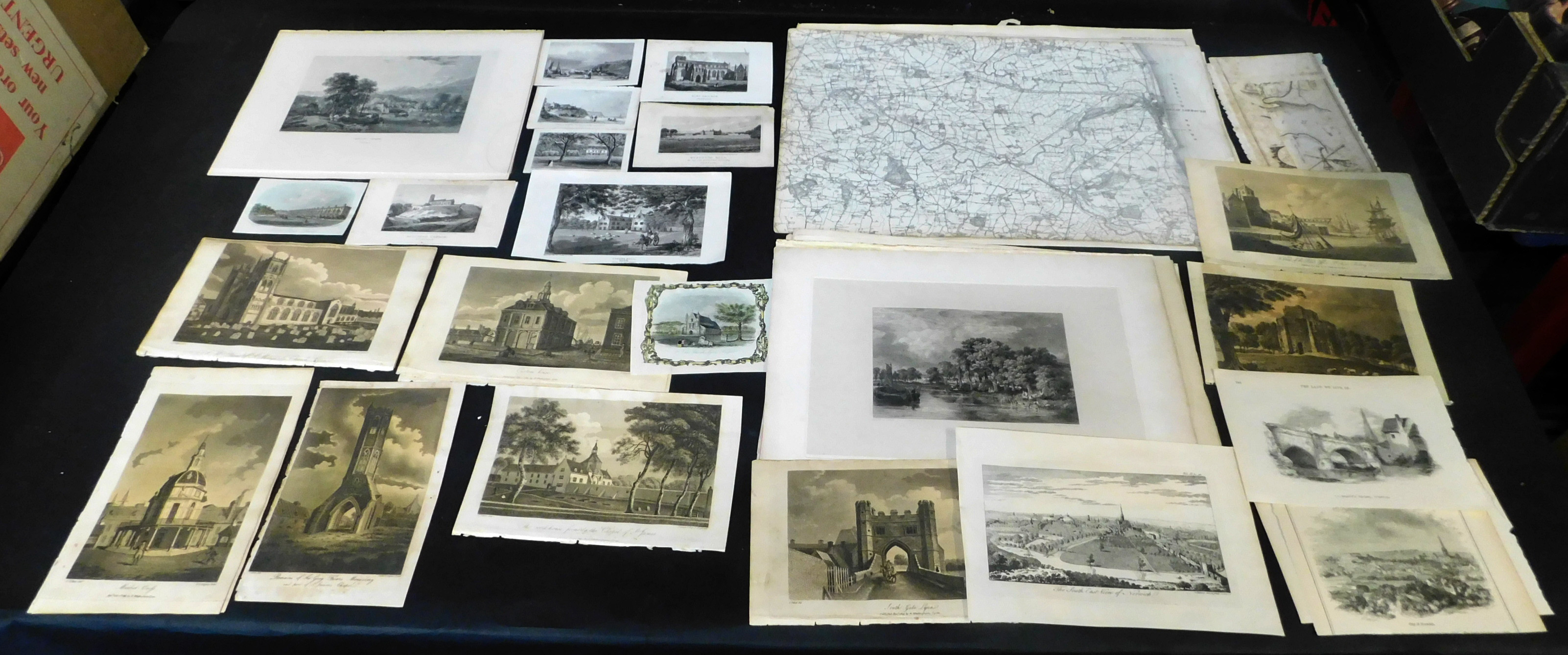 Packet of assorted loose 19th and 20th century engravings pertaining to Norfolk etc