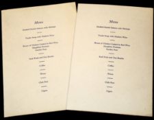 Two menu cards for the Annual Dinner given by Mr William Harrison in honour of the Yorkshire