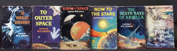 W E JOHNS: 6 titles: KINGS OF SPACE, 1954, 1st edition, original cloth, dust wrapper; NOW TO THE
