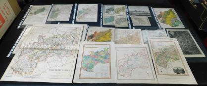 Folder of 29 Gloucestershire maps including George Carrington Gray, 1824, Thomas Johnson, 1847,