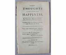 BENJAMIN STILLINGFLEET: "IRENAEUS KRANTZOVIUS": SOME THOUGHTS CONCERNING HAPPINESS, London for W