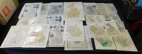 Folder of 28 18th/19th century engraved Cambridgeshire maps including T Conder, copper engraved