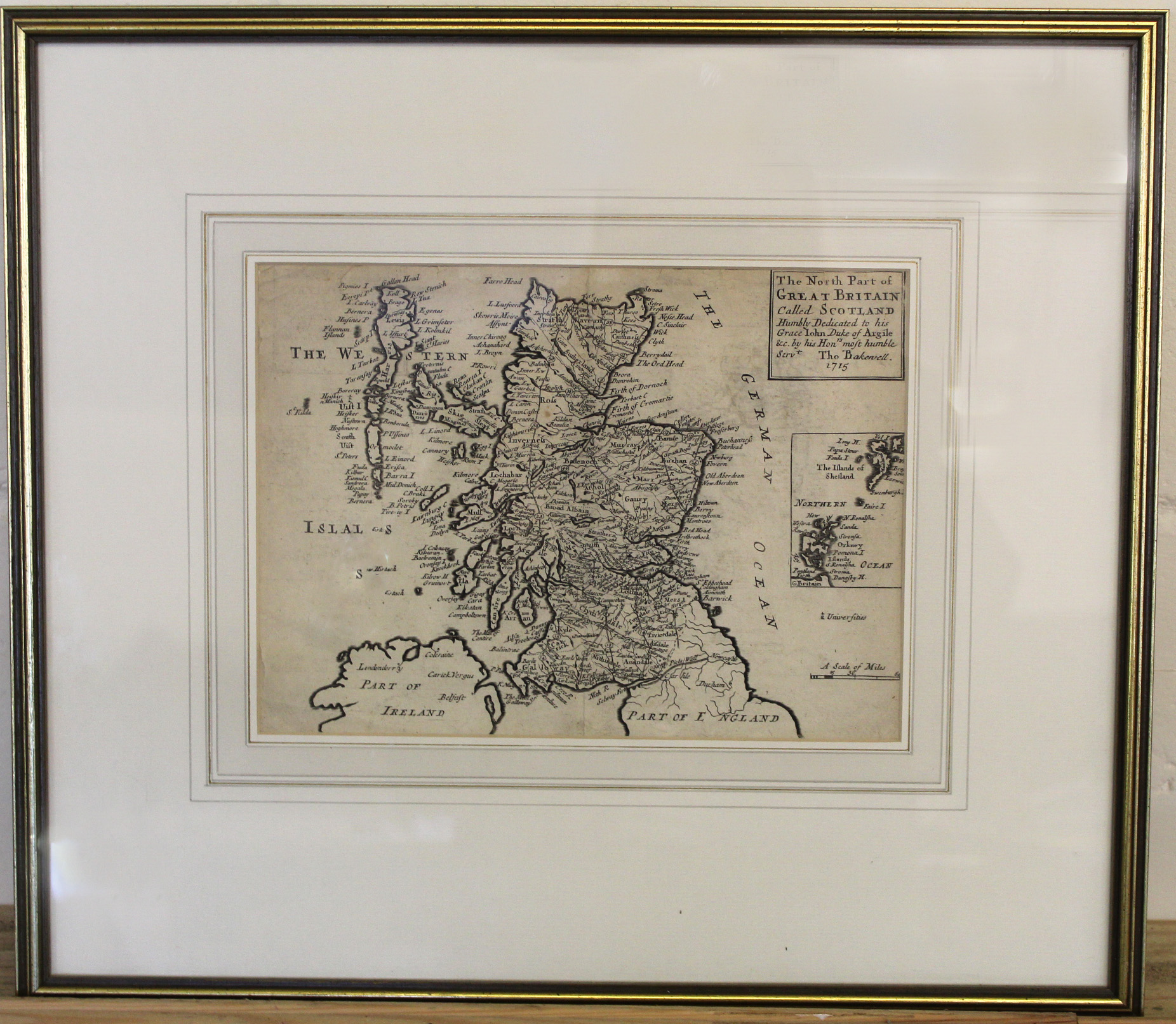 THOMAS BAKEWELL: THE NORTH PART OF GREAT BRITAIN CALLED SCOTLAND engraved map 1715, approx 215 x - Image 2 of 2