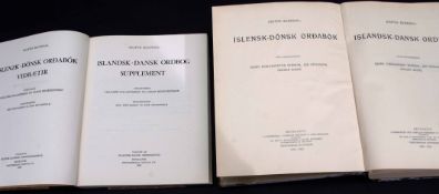 SIGHUS BLONDAL: ICLANDSK-DANSK ORDBOG, Reyjkavik, 1920-24, 1963, 2 volumes including supplement